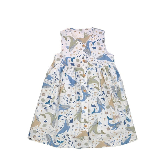 Button Down Ocean Wonderland Dress - (White)