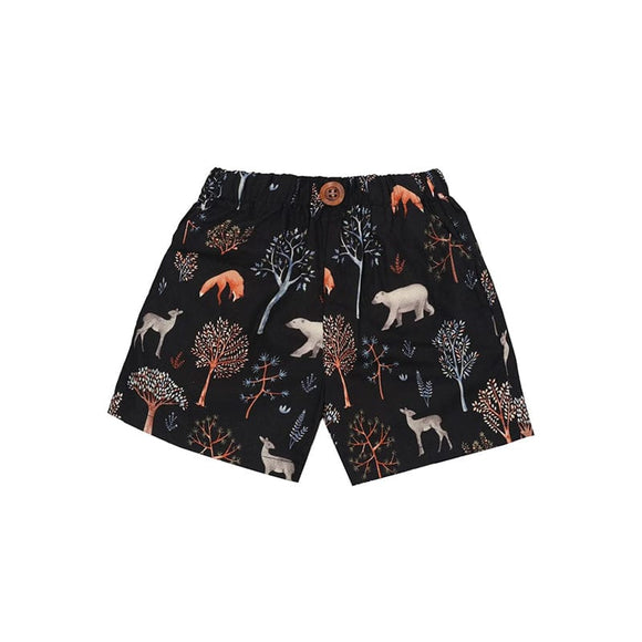 Animals In Autumn Pull Up Shorts (Black)