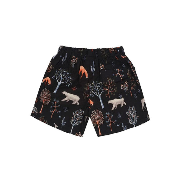 Animals In Autumn Pull Up Shorts (Black)