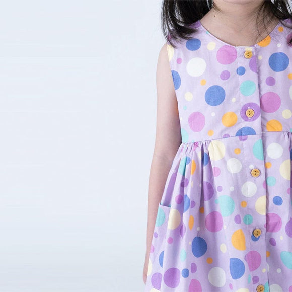 Button Down Maru Maru Girl Dress - (Purple)