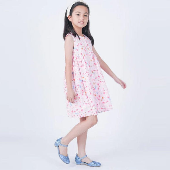 Button Down Unicorn & Lollipop Girl Dress - (Pink)