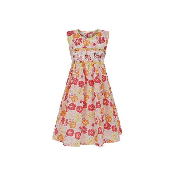 Dixie Flower Print Smocked Girl Dress