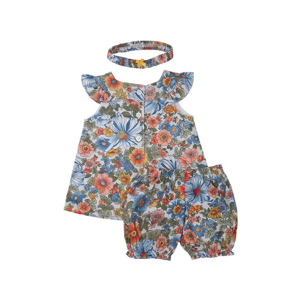 Flower Paradise Baby Girl 2pc Set - (Blue)