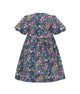 Flutter Sleeve Button Down Petite Pink Blooms Dress - (Navy)