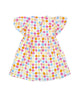 Flutter Sleeve Button Down Colourful Maru Girl Dress - (White)