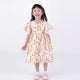 Flutter Sleeve Button Down Colourful Maru Girl Dress - (White)