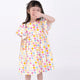 Flutter Sleeve Button Down Colourful Maru Girl Dress - (White)