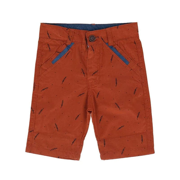 Jaxon Feather Print Cotton Bermudas (Brown)