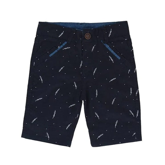 Jaxon Feather Print Cotton Bermudas (Navy)