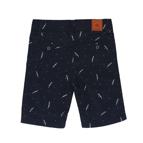 Jaxon Feather Print Cotton Bermudas (Navy)