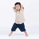 Mandarin Collar Shirt - Baby Dinosaurs (Beige)