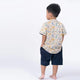 Mandarin Collar Shirt - Baby Dinosaurs (Beige)