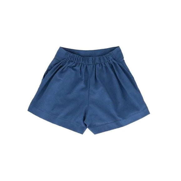 Navy Blue Flare Cotton Shorts