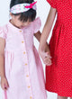 Ruffle Sleeve Button Down Petite Roses Dress (Pink)