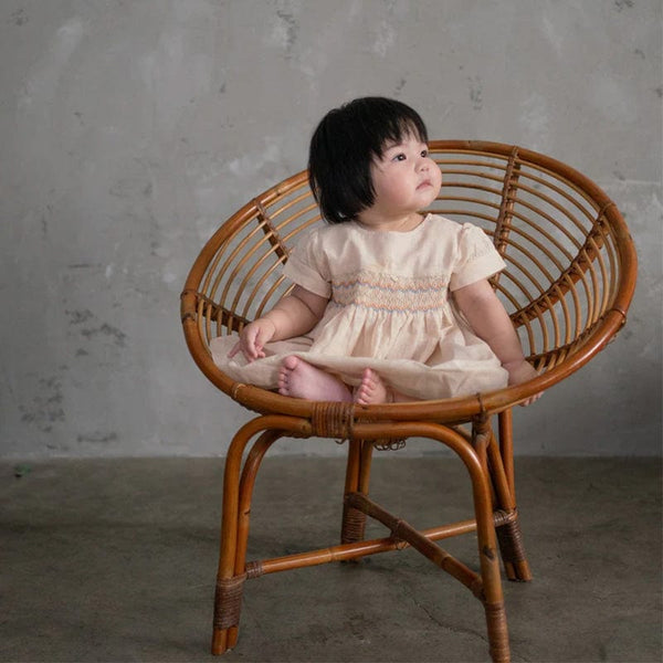 Sadie Linen Baby Girl Smocked Dress - (Beige)