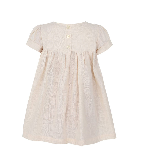 Sadie Linen Baby Girl Smocked Dress - (Beige)