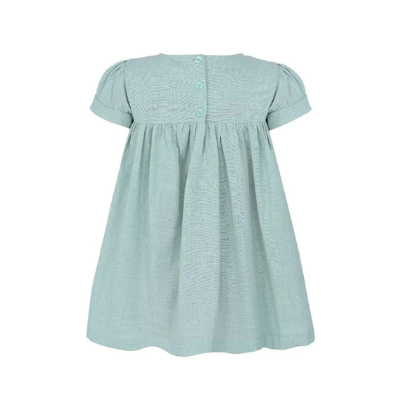 Sadie Linen Baby Girl Smocked Dress - (Fern Green)