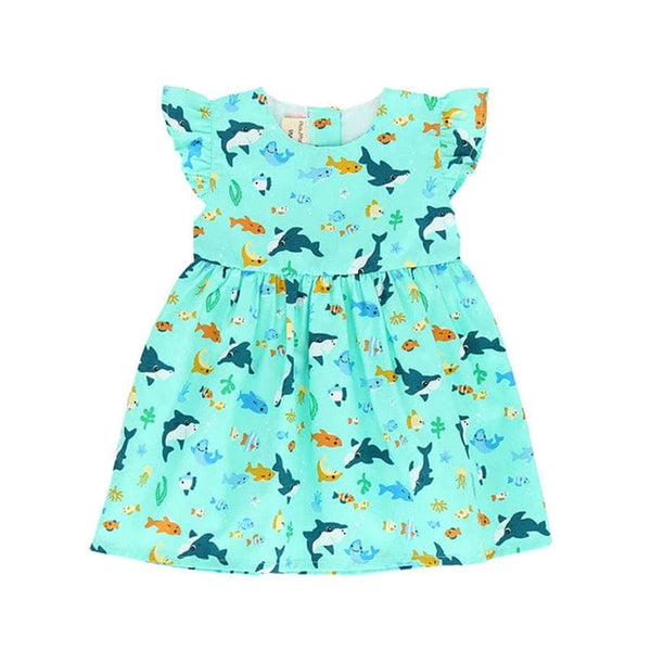 Shark & Fishes Baby Doll Dress (Mint)