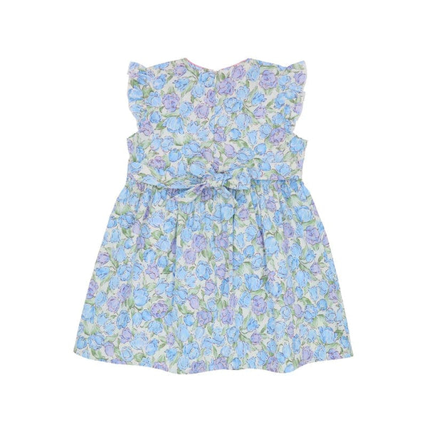 Spring Fleurs Ruffle Sleeve Cheongsam with Ribbon (Blue)