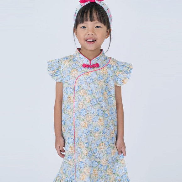 Spring Fleurs R. Sleeve Cheongsam (Yellow)