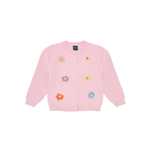 Puffy Flowers Cardigan (Pink)