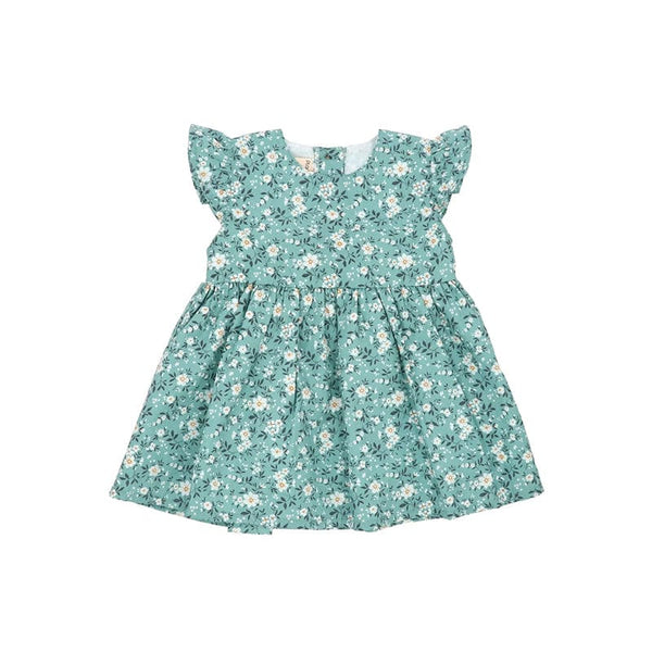 Tiny Flowers Baby Doll Dress (Steel Blue)