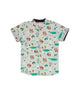 Mandarin Collar Shirt - Tribal Racoons (Mint Green)