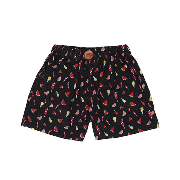 Watermelon Summer Pull Up Shorts (Black)