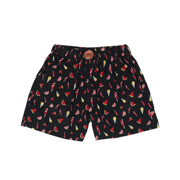 Watermelon Summer Pull Up Shorts (Black)