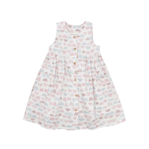 Girl Dress Button Down Sleeveless Half Stones