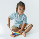 Boy Shirt Mandarin Collar - Playful Cats (Light Blue)