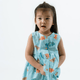 Girl Dress Button Down Sleeveless Big Eye Dinos - (Mint Green)