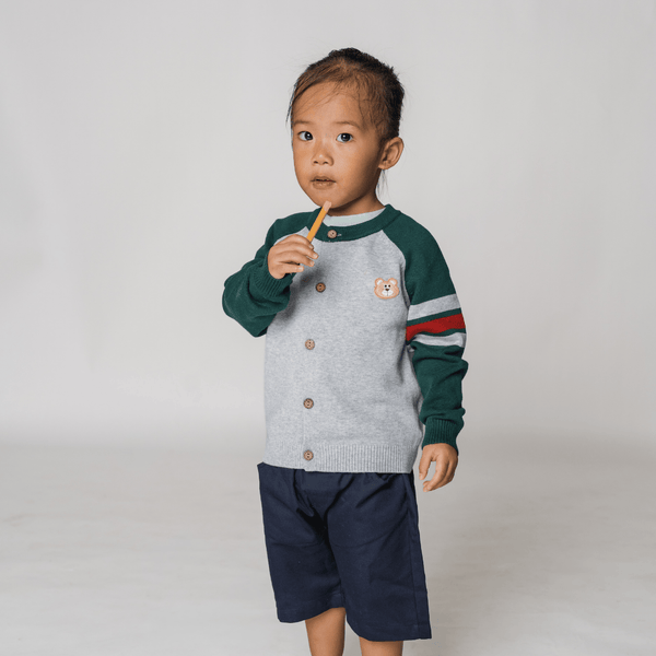 Boy Cardigan Little Varsity Bear (Grey)