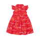 CNY Girl Dress Ruffle Sleeve Button Down Majestic Dragon (Red)