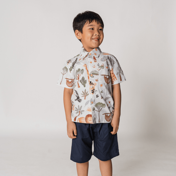 Boy Shirt - Happy Jungle (White)