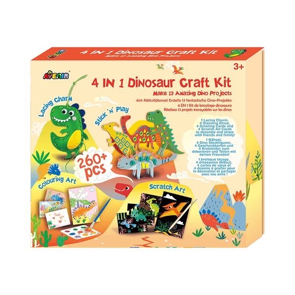 4 in 1 Dinosaur Craft Kit - Make 13 Amazing Dino Projects