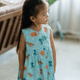 Girl Dress Button Down Sleeveless Big Eye Dinos - (Mint Green)