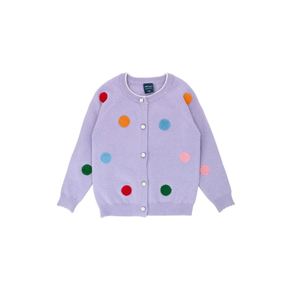 Colourful Big Polkadots Cardigan (Lilac)