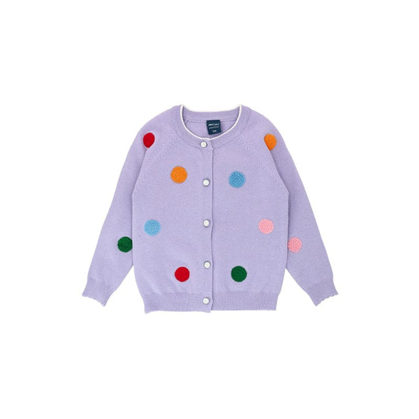 Colourful Big Polkadots Cardigan (Lilac)