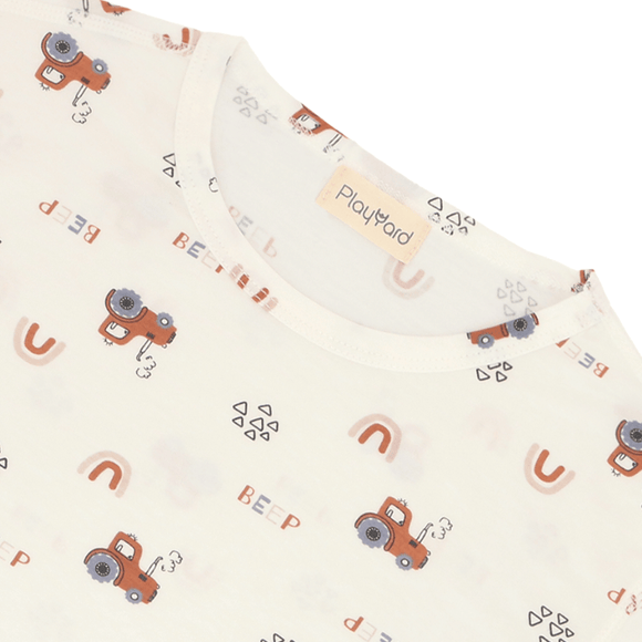 Boy Pyjamas Beep Brown Tractor 3/4 Sleeve Lyocell