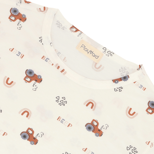 Boy Pyjamas Beep Brown Tractor 3/4 Sleeve Lyocell