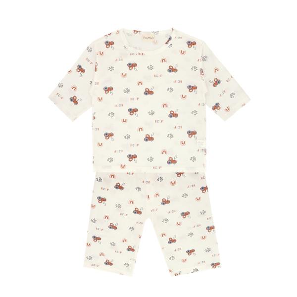 Boy Pyjamas Beep Brown Tractor 3/4 Sleeve Lyocell