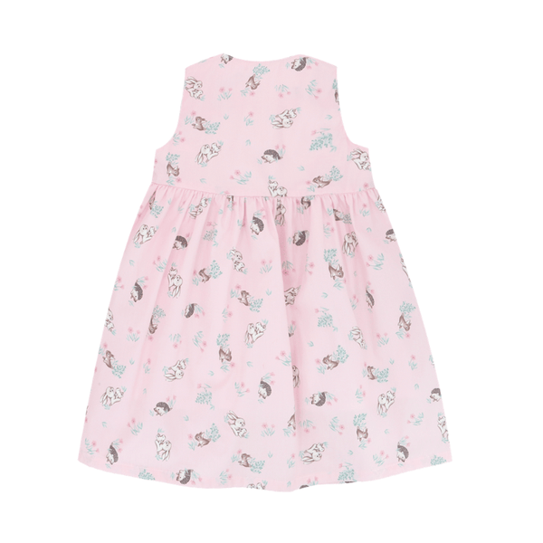 Girl Dress Button Down Sleeveless Bunny & Porcupine - (Pink)