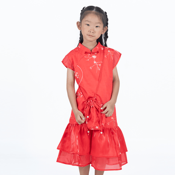 CNY Girl Dress - Spring Flowers (Red)