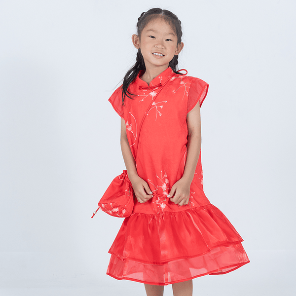CNY Girl Dress - Spring Flowers (Red)