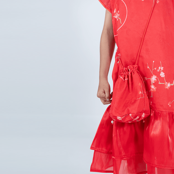 CNY Girl Dress - Spring Flowers (Red)