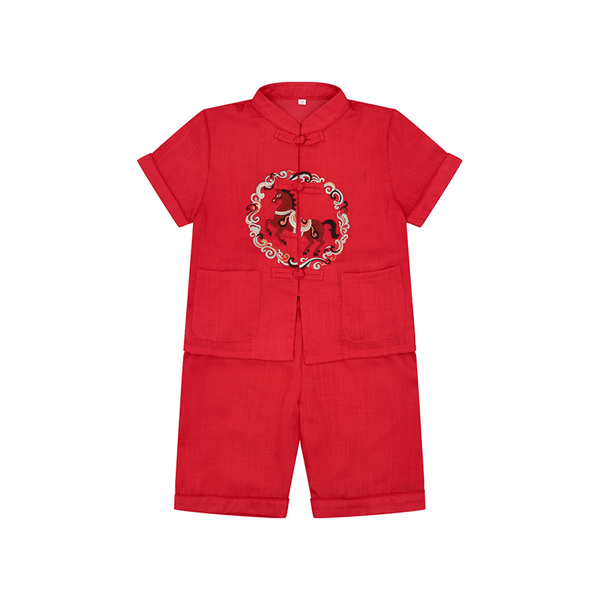 CNY Boy 2pc Set Galloping Horse - (Red)