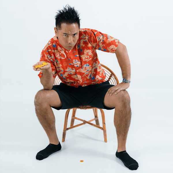 CNY Men Mandarin Collar Shirt - Auspicious Dragon (Red)