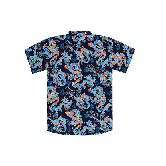 CNY Men Mandarin Collar Shirt - Celestial Dragon (Blue) Men