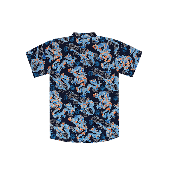 CNY Men Mandarin Collar Shirt - Celestial Dragon (Blue) Men